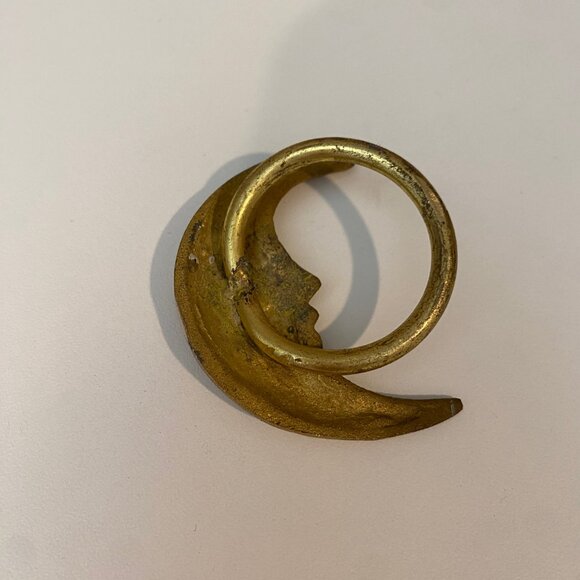 Gold Moon Face Napkin Ring Single Replacement Piece Celestial Decor - Picture 2 of 4